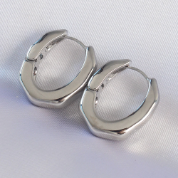 Mey İthalat® Pirinç Gümüş Renk Kalın Kemik Model Küpe