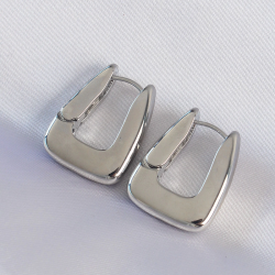 Mey İthalat® Pirinç Gümüş Renk Kalın Küpe