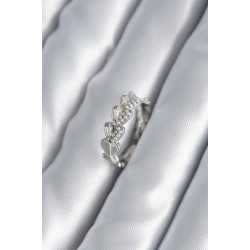 Mey İthalat® Pirinç Gümüş Renk Kalp Model İnci Detay Kadın Yüzük