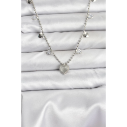 Mey İthalat® Pirinç Gümüş Renk Kalp Model Kadın Kolye