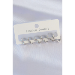 Mey İthalat® Pirinç Gümüş Renk Kalp Model Küpe Seti