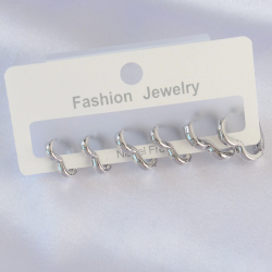 Mey İthalat® Pirinç Gümüş Renk Kalp Model Küpe Seti