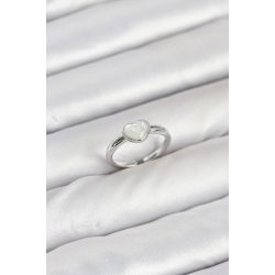 Mey İthalat® Pirinç Gümüş Renk Kalpli Kadın Yüzük