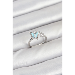 Mey İthalat® Pirinç Gümüş Renk Kelebek Model Kadın Yüzük