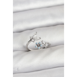 Mey İthalat® Pirinç Gümüş Renk Kelebek Model Kadın Yüzük