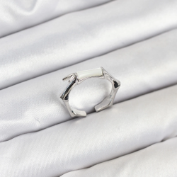 Mey İthalat® Pirinç Gümüş Renk Kemik Model Kadın Yüzük