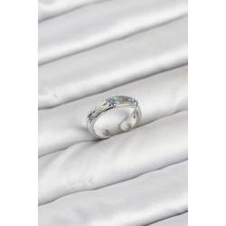 Mey İthalat® Pirinç Gümüş Renk Mavi Zirkon Taşlı Kutup Yıldızı Model Kadın Yüzük