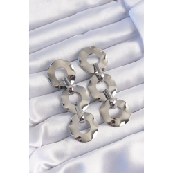 Mey İthalat® Pirinç Gümüş Renk Oval Ayna Model Sallantılı Küpe