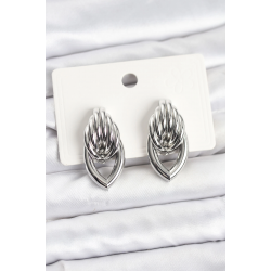 Mey İthalat® Pirinç Gümüş Renk Sarmal Damla Model Vintage Kadın Küpe