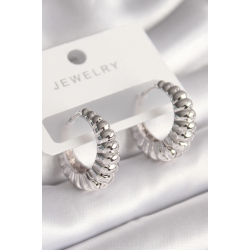 Mey İthalat® Pirinç Gümüş Renk Sarmal Halka Model Kadın Küpe