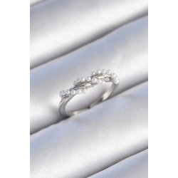 Mey İthalat® Pirinç Gümüş Renk Sarmal İnci Model Kadın Yüzük