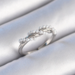 Mey İthalat® Pirinç Gümüş Renk Sarmal İnci Model Kadın Yüzük