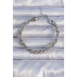 Mey İthalat® Pirinç Gümüş Renk Sarmal Model Bileklik