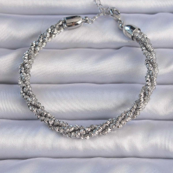 Mey İthalat® Pirinç Gümüş Renk Sarmal Model Bileklik