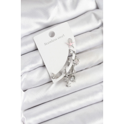 Mey İthalat® Pirinç Gümüş Renk Set Küpe