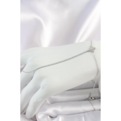 Mey İthalat® Pirinç Gümüş Renk Su Yolu Zirkon Taşlı İşlemeli Yonca Model Kadın Şahmeran