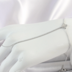 Mey İthalat® Pirinç Gümüş Renk Su Yolu Zirkon Taşlı İşlemeli Yonca Model Kadın Şahmeran