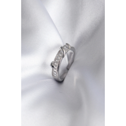 Mey İthalat® Pirinç Gümüş Renk Su Yolu Zirkon Taşlı Kadın Yüzük