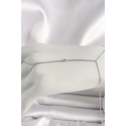 Mey İthalat® Pirinç Gümüş Renk Su Yolu Zirkon Taşlı Mavi Taş Detaylı Kadın Şahmeran