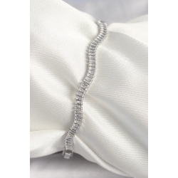 Mey İthalat® Pirinç Gümüş Renk Su Yolu Zirkon Taşlı Model Kadın Bileklik