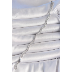 Mey İthalat® Pirinç Gümüş Renk Su Yolu Zirkon Taşlı Model Kadın Bileklik