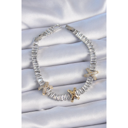 Mey İthalat® Pirinç Gümüş Renk Taşlı Su Yolu Model VİP Seri Kadın Bileklik