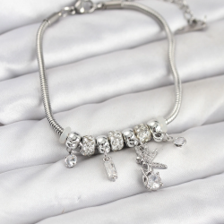 Mey İthalat® Pirinç Gümüş Renk Tinkerbell Charmlı Kadın Bileklik