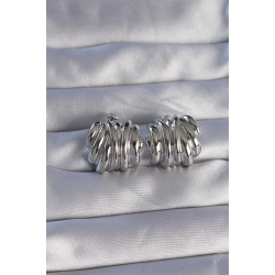 Mey İthalat® Pirinç Gümüş Renk Tırtıklı Bombe Model Küpe