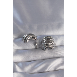 Mey İthalat® Pirinç Gümüş Renk Tırtıklı Bombe Model Küpe