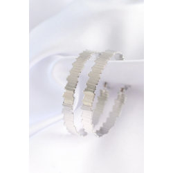 Mey İthalat® Pirinç Gümüş Renk Tırtıklı Halka Küpe