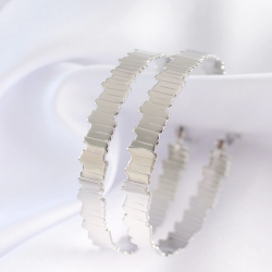 Mey İthalat® Pirinç Gümüş Renk Tırtıklı Halka Küpe