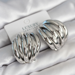 Mey İthalat® Pirinç Gümüş Renk Vintage Kadın Küpe