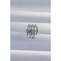 Mey İthalat® Pirinç Gümüş Renk Yonca Earcuff Küpe