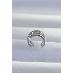 Mey İthalat® Pirinç Gümüş Renk Yonca Earcuff Küpe