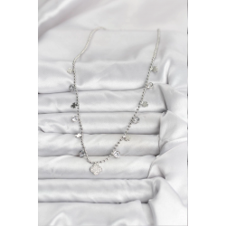 Mey İthalat® Pirinç Gümüş Renk Yonca Model Kadın Kolye