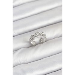 Mey İthalat® Pirinç Gümüş Renk Yonca Model Kadın Yüzük