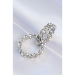 Mey İthalat® Pirinç Gümüş Renk Zincir Model Halka Küpe