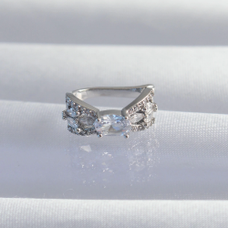 Mey İthalat® Pirinç Gümüş Renk Zirkon Taş Kaplama Earcuff Küpe