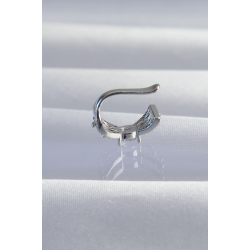 Mey İthalat® Pirinç Gümüş Renk Zirkon Taş Kaplama Earcuff Küpe