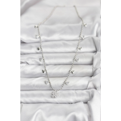 Mey İthalat® Pirinç Gümüş Renk Zirkon Taşlı Çiçek Model Kadın Kolye