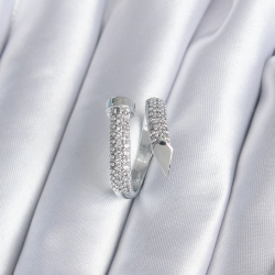 Mey İthalat® Pirinç Gümüş Renk Zirkon Taşlı Çivi Model Kadın Yüzük