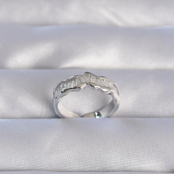 Mey İthalat® Pirinç Gümüş Renk Zirkon Taşlı Dalgalı Su Yolu Model Ayarlanabilir Yüzük