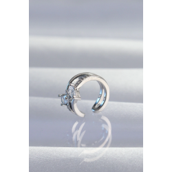 Mey İthalat® Pirinç Gümüş Renk Zirkon Taşlı Damla Earcuff Küpe