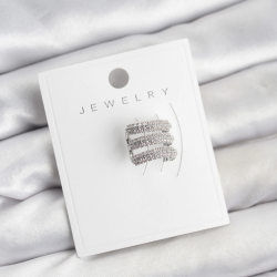 Mey İthalat® Pirinç Gümüş Renk Zirkon Taşlı Earcuff Kıkırdak Küpe