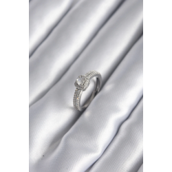 Mey İthalat® Pirinç Gümüş Renk Zirkon Taşlı Kadın Yüzük