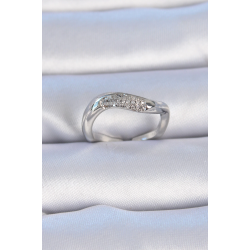 Mey İthalat® Pirinç Gümüş Renk Zirkon Taşlı Kadın Yüzük