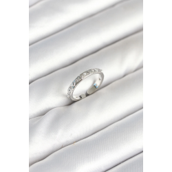 Mey İthalat® Pirinç Gümüş Renk Zirkon Taşlı Kadın Yüzük