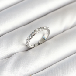 Mey İthalat® Pirinç Gümüş Renk Zirkon Taşlı Kadın Yüzük