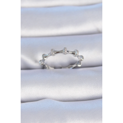 Mey İthalat® Pirinç Gümüş Renk Zirkon Taşlı Kadın Yüzük