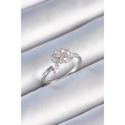 Mey İthalat® Pirinç Gümüş Renk Zirkon Taşlı Kadın Yüzük